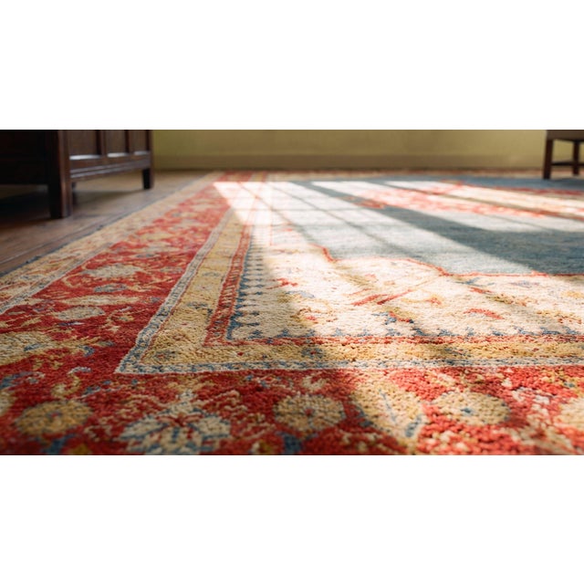 Refined Oushak Antique Turkish Angora Rug With Lovely Cross in the Center in Medallion Pattern For Sale - Image 13 of 15