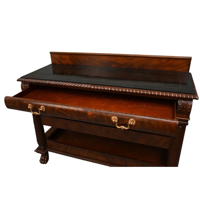 1980s Maitland Smith Mahogany Server With Tessellated Marble Top For Sale In West Palm - Image 6 of 9