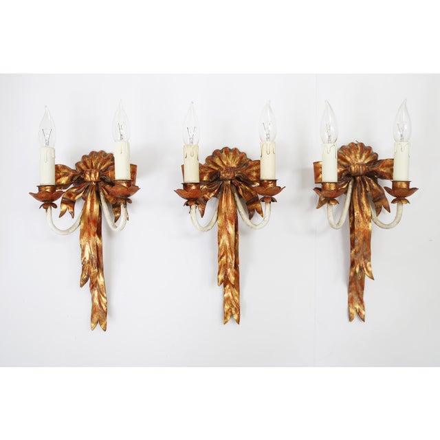 Metal Vintage Italian Wall Lamps, 1970, Set of 3 For Sale - Image 7 of 10