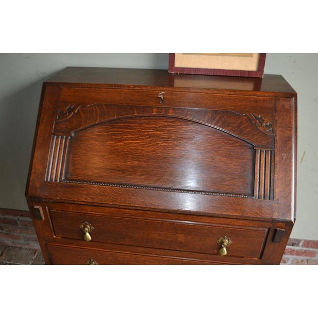 Antique Oak Ladies Secretaire For Sale - Image 10 of 13