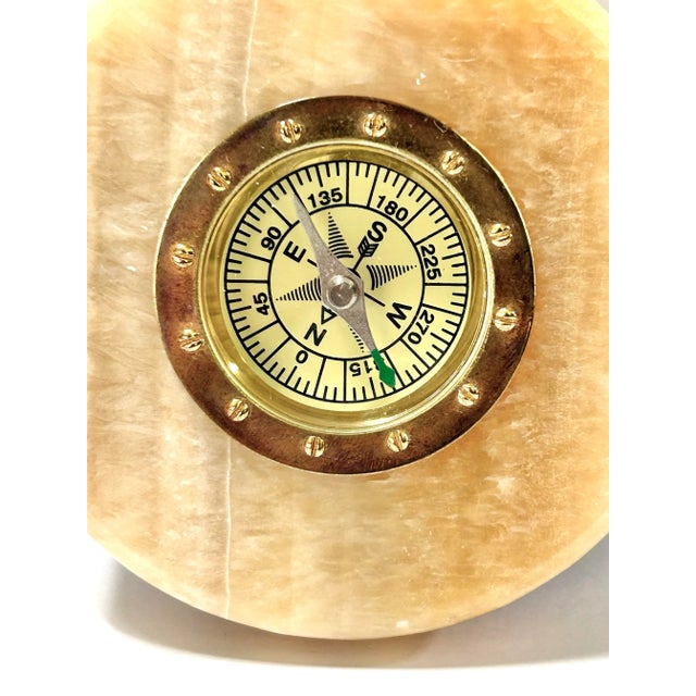 1970s Marble Compass Paperweight – Nautical Desk Decor – Vintage Office Object For Sale In Louisville - Image 6 of 7