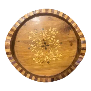 21st Century Juniper Wood Tray Decorated With Walnut and Cedar Wood Decoration