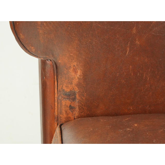 Pair of Vintage Tank Art Deco Leather Club Chairs For Sale - Image 4 of 10
