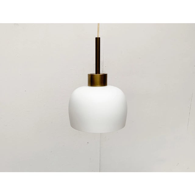 Mid-Century Modern Mid-Century Danish Brass and Glass Pendant For Sale - Image 3 of 18