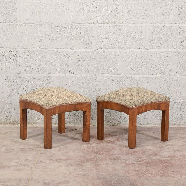 Wood Art Deco Stools in Walnut, Set of 2 For Sale - Image 7 of 13
