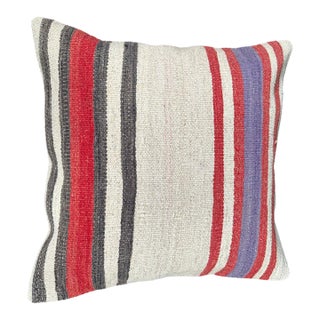 Turkish Hemp Pillow Cushion Natural Beige Red Cushion Cover 20"x20" For Sale