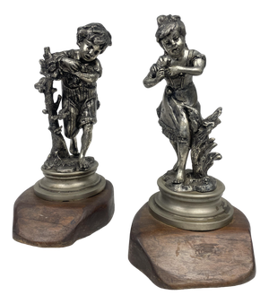 Statues of Children Playing, 1920s, Metal, Set of 2