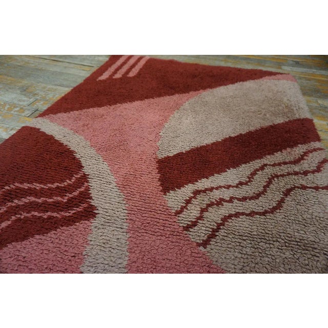 1930s Red Abstract Antique English Art Deco Carpet 3'x5'10" Handknotted Wool Rug For Sale - Image 10 of 11