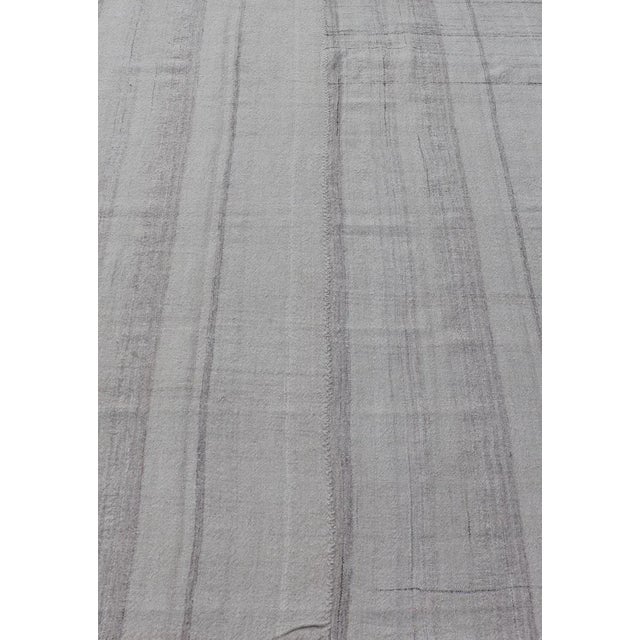 Mid 20th Century Stripe Design Turkish Vintage Kilim Rug in Shades of Ivory Cream and Taupe For Sale - Image 4 of 12