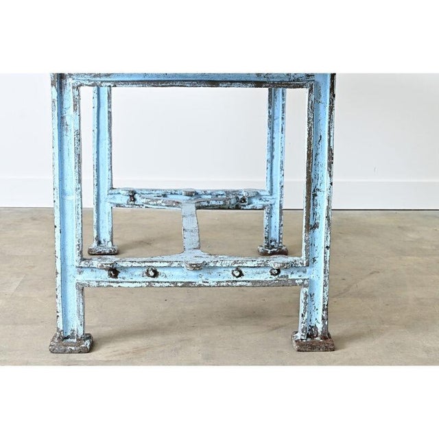 French Antique Cast Iron & Wood Top Work Table For Sale - Image 4 of 13