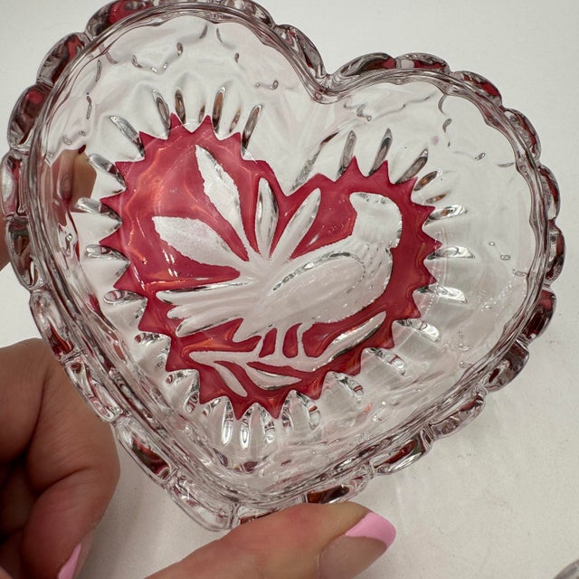 Glass Byrdes Collection Heart Trinket Box by Hofbauer 4.5" 24% Lead Crystal For Sale - Image 7 of 12