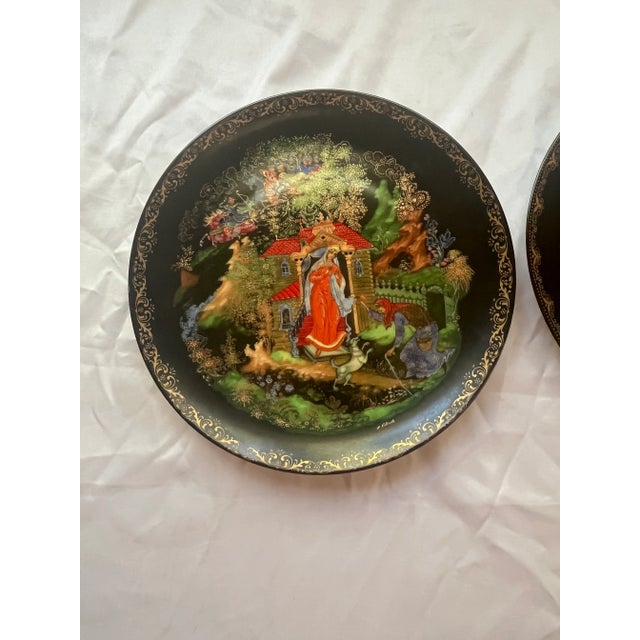Gothic Ruslan & Ludmilla Medieval Times Art Plates a Pair For Sale - Image 3 of 4