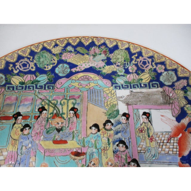Ceramic Large 1930s Chinese Hand Painted Porcelain Charger For Sale - Image 7 of 12