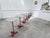 Set of eight 1930s bistro tables from Brasserie Georges in Lyon. Made of marble and cast iron, they are in good condition...