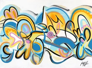 "Sunset Beach" Contemporary Abstract Expressionist Mixed-Media Painting by Frankie Alfonso