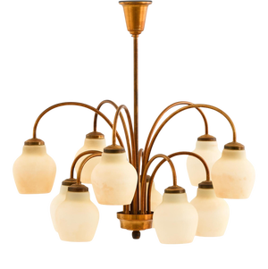 Ceiling Lamp in Brass and Glass from Ansgar Fog & Erik Mørup, 1940s