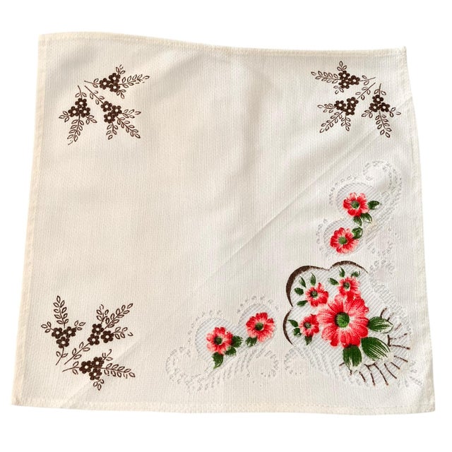 83" X 55" Vintage Tablecloth 5 Piece Napkins Floral Early 20th Century Farmhouse Traditional Edwardian Victorian Shabby Chic For Sale - Image 11 of 17