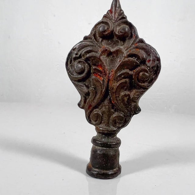 Brown Old Vintage Art Nouveau Lamp Finial Ornament Cast Iron For Sale - Image 8 of 8