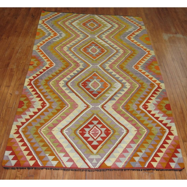 Vintage Turkish Kilim 6' x 10' For Sale In New York - Image 6 of 6