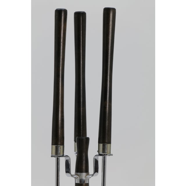 Mid Century Chrome and Wood Fireplace Tools For Sale - Image 10 of 17