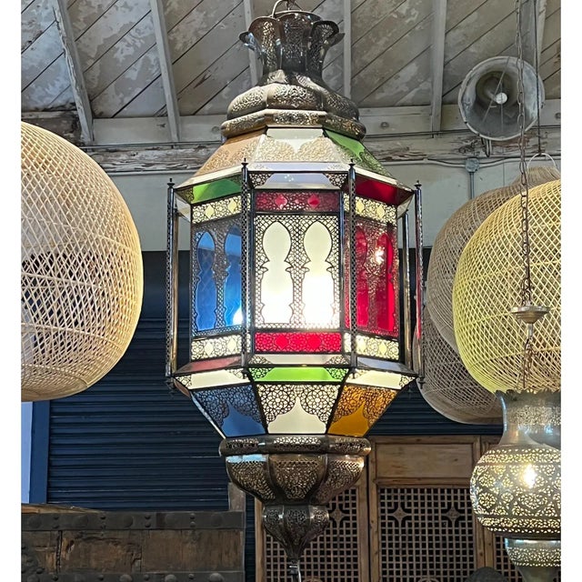 Bronze Vintage Large Moroccan Kasbah Pendant Light For Sale - Image 8 of 10