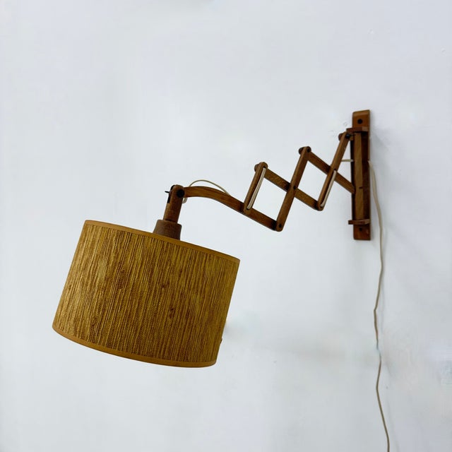 Vintage Teak Scissors Wall Lamp, 1960s For Sale - Image 12 of 18