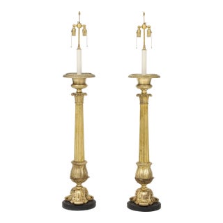 1940's French Bronze Floor Lamps - a Pair For Sale