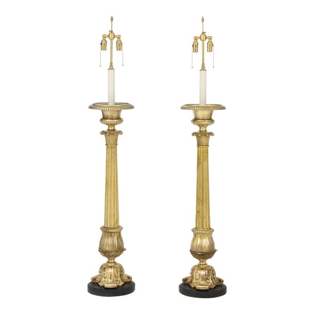 1940's French Bronze Floor Lamps - a Pair For Sale