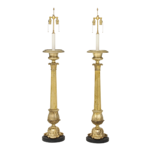 1940's French Bronze Floor Lamps - a Pair