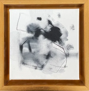 "Abstract VI" Contemporary Abstract Expressionist Mixed-Media Painting, Framed