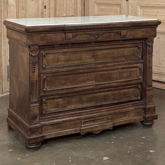 19th Century Napoleon III Neoclassical Rosewood Commode With Original Carrara Marble For Sale - Image 4 of 18