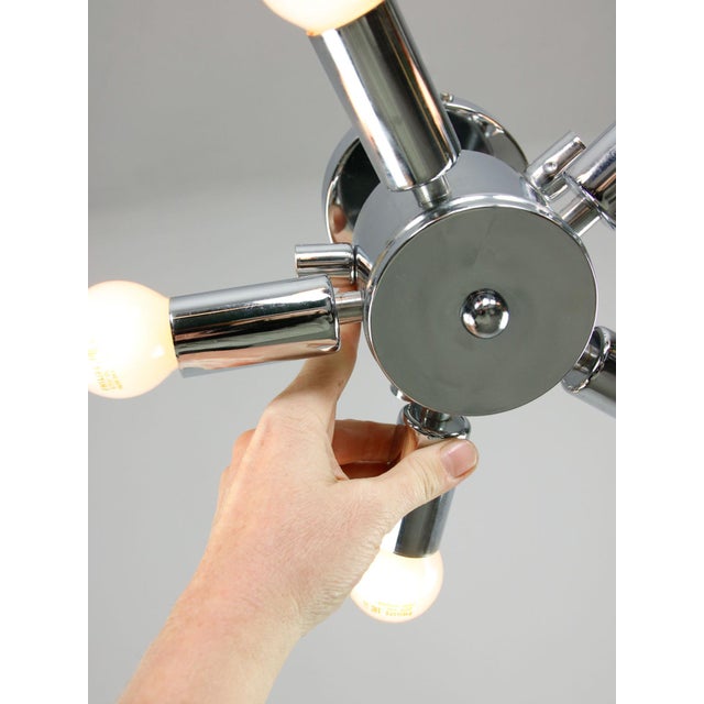 Mid-Century Modern Vintage Italian Ceiling Lamp in Chrome and Opaline, 1980s For Sale - Image 3 of 13