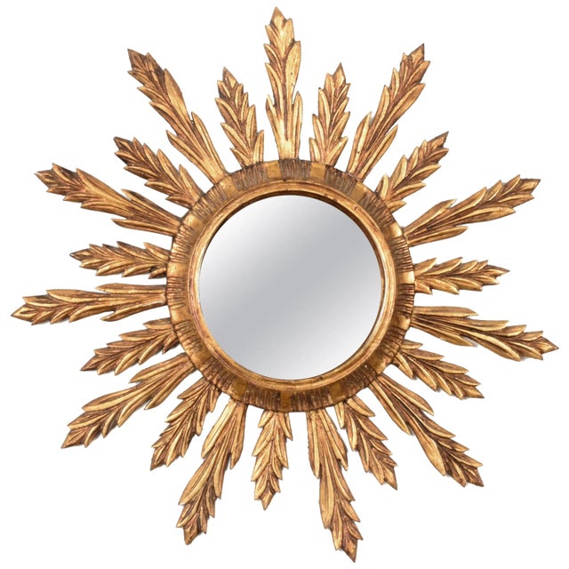 Giltwood Sunburst Wall Mirror, 1950s For Sale - Image 11 of 11