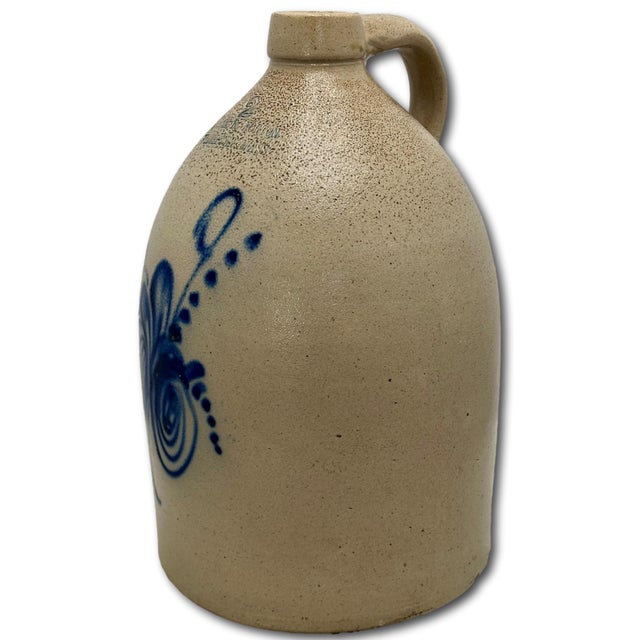 Excellent Antique American 2 Gallon Blue Decorated Stoneware Jug by F B Norton & Co. Worcester Massachusetts 1880s For Sale - Image 10 of 18