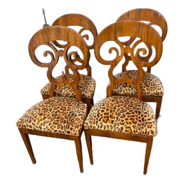 Mid 19th Century Superb Set of Four Austrian Biedermeier Dining Chairs For Sale