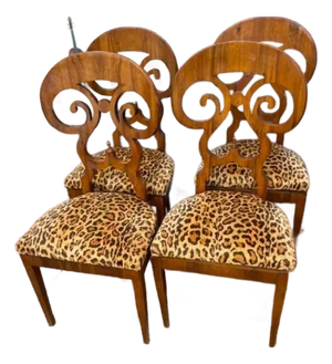 Mid 19th Century Superb Set of Four Austrian Biedermeier Dining Chairs
