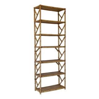 Wicker and Bamboo Bookcase, 1970s For Sale