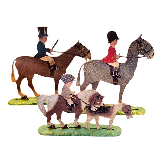 Rare English Equestrian Folk Art Figures, C. 1930s — Set of Three For Sale
