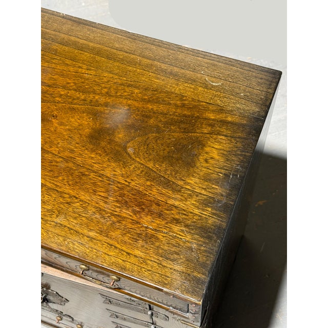 Korean Morijang Chest With Original Brass Hardware and Fish Brass Lock With Key For Sale - Image 12 of 14