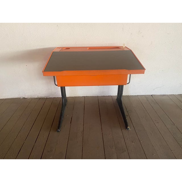 Vintage Space Age Desk in Orange by Luigi Colani for Flötotto, Set of 2, in Good conditions. Designed 1970 to 1979 This...