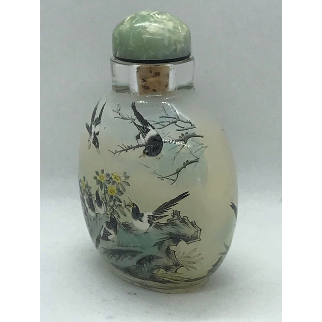Inside Painted Snuff Bottle With Magpies, Dated 1998 For Sale - Image 4 of 12