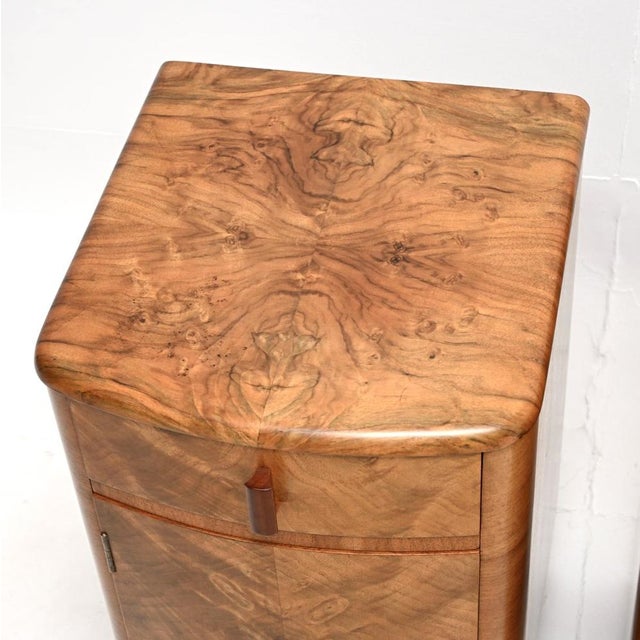 Wood Art Deco Walnut Bedside Cabinets, 1930s, Set of 2 For Sale - Image 7 of 12