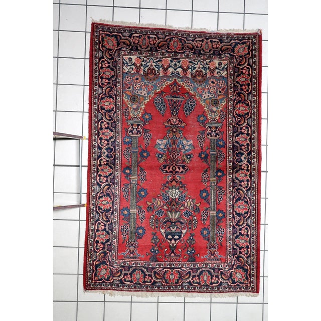1920s, Antique Persian Kashan Prayer Handmade Rug 4 X 6 For Sale - Image 15 of 15