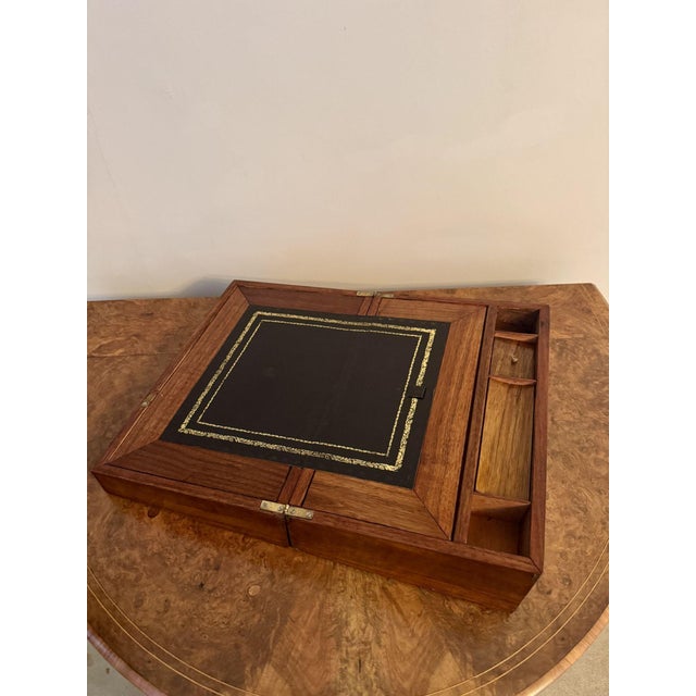 Antique Victorian Walnut Tunbridge Ware Inlaid Writing Slope, 1860 For Sale - Image 4 of 8