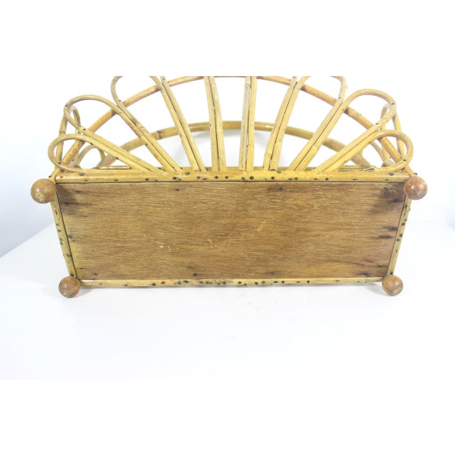 Vintage Fan Style Bent Bamboo Magazine Rack Holder For Sale - Image 10 of 13