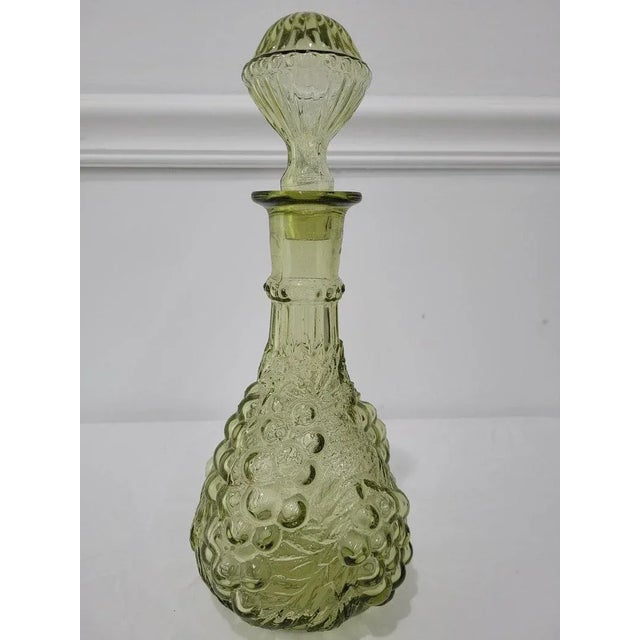 1970s Vintage Avocado Green Fruit Bottle Decanter For Sale - Image 5 of 9