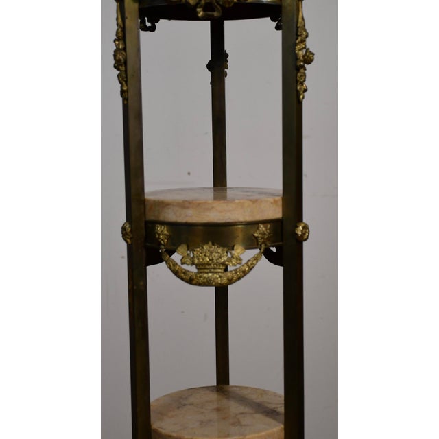 Stone Antique Late 19th French XVI Marble Bronze Étagère / Pedestal Stand 4 Tiers For Sale - Image 7 of 18