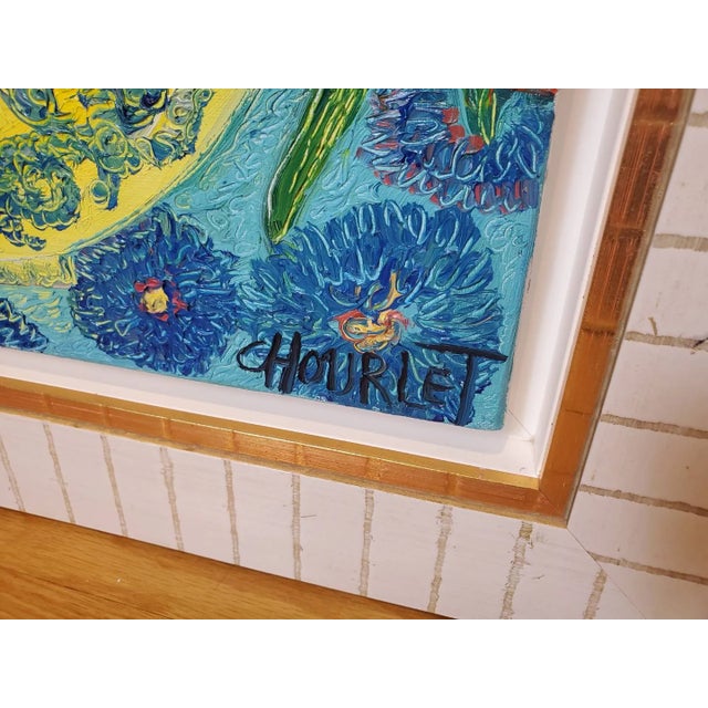 Original Céline Chourlet "Bouquet d'Iris Mauve" Oil Painting With Coa For Sale - Image 12 of 13