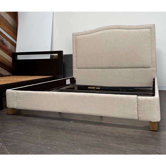 2010s California King Restoration Hardware Lathem Upholstered Bed Frame For Sale - Image 5 of 12