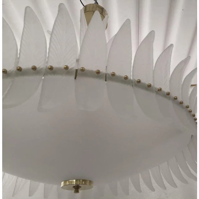 Mid-Century Round Murano Art Glass and Brass Chandelier, 2000s For Sale - Image 6 of 11